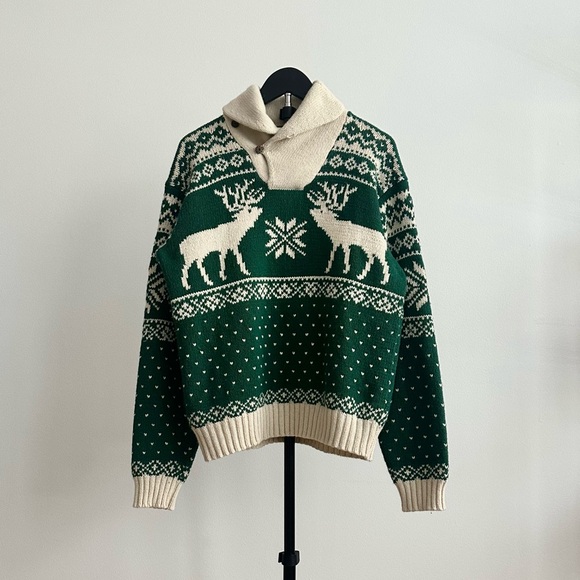 Polo Ralph Lauren Other - Vintage Polo Ralph Lauren Angora Cashmere Cotton Green Reindeer Sweater Size M
